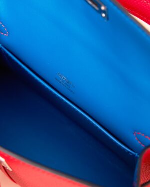 Hermès Mini Kelly 20 Tricolor Red/Pink Blue Interior Epsom PHW