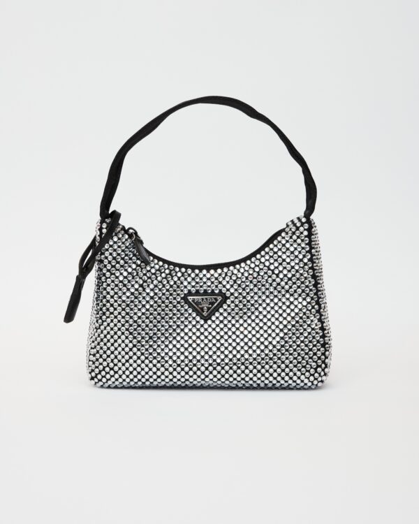 Prada Re-edition 2000 Black Crystal Hobo Bag