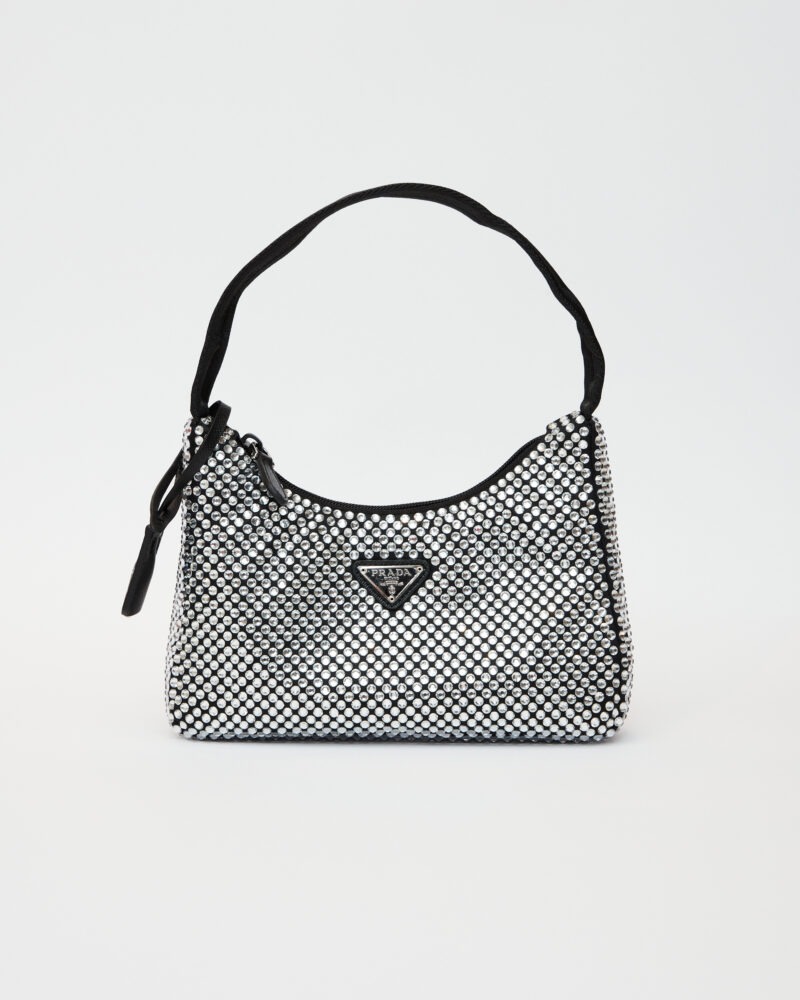 Prada Re-edition 2000 Black Crystal Hobo Bag