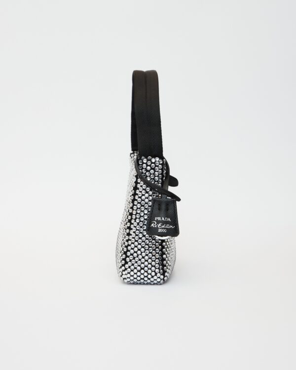 Prada Re-edition 2000 Black Crystal Hobo Bag