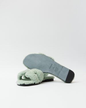 Hermès Oran Peau Lainee Vert D'eau Sandal