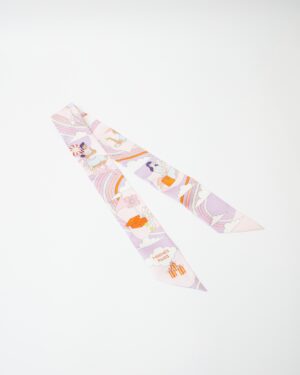 Hermès Twilly 86 Carres Volants Lilas/Rose Pale/Orange