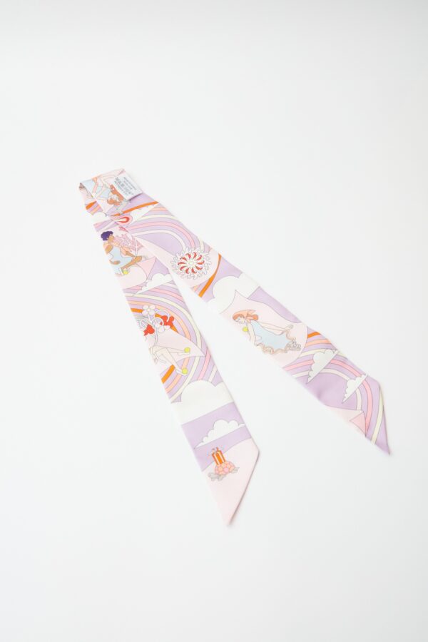 Hermès Twilly 86 Carres Volants Lilas/Rose Pale/Orange