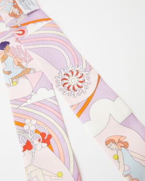 Hermès Twilly 86 Carres Volants Lilas/Rose Pale/Orange