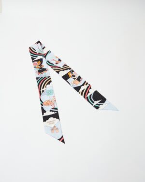 Hermès Twilly 86 Carres Volants Noir/Ciel/Multicolore