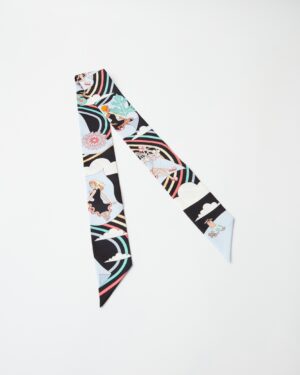 Hermès Twilly 86 Carres Volants Noir/Ciel/Multicolore