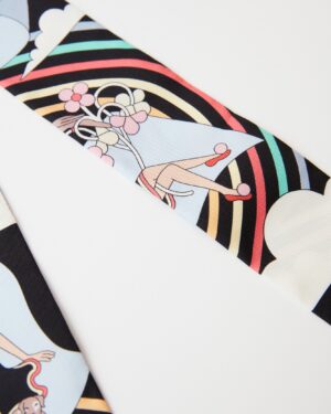 Hermès Twilly 86 Carres Volants Noir/Ciel/Multicolore
