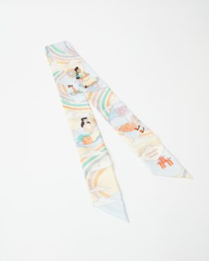 Hermès Twilly 86 Carres Volants Jaune Soufre/Ciel/Vert Jade