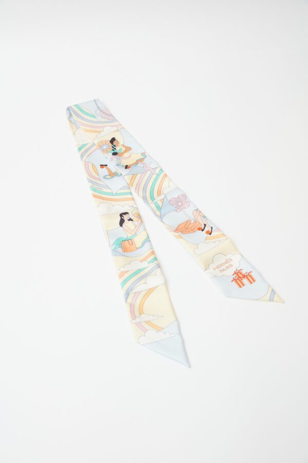 Hermès Twilly 86 Carres Volants Jaune Soufre/Ciel/Vert Jade
