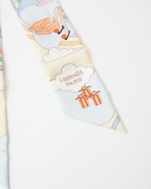 Hermès Twilly 86 Carres Volants Jaune Soufre/Ciel/Vert Jade