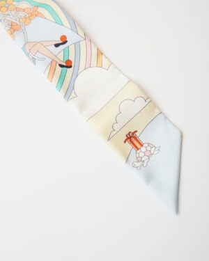 Hermès Twilly 86 Carres Volants Jaune Soufre/Ciel/Vert Jade