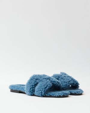 Hermès Oran Peau Lainee Bleu Sandal