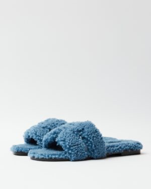 Hermès Oran Peau Lainee Bleu Sandal
