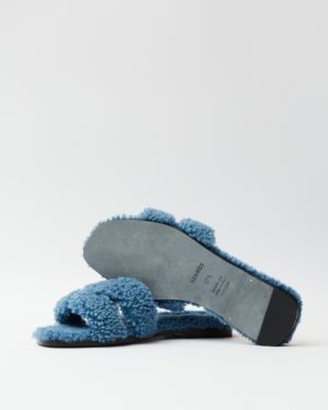 Hermès Oran Peau Lainee Bleu Sandal