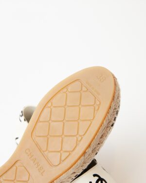 Chanel Printed Lambskin CC White Black Espadrilles