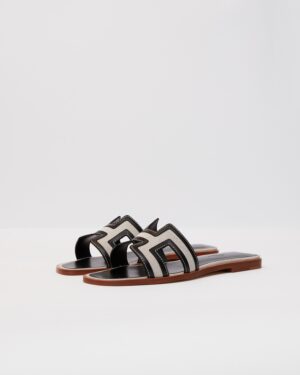 Hermès Oran Black Sandal 37.5