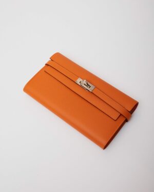 Hermès Kelly Classic Wallet Apricot Rose Azalee Epsom PHW