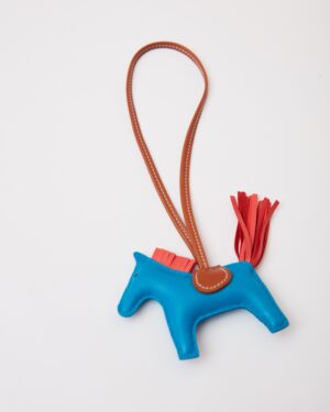 Hermès Grigri Rodeo Horse Bleu Zanzibar/Rose Texas/Gold PM