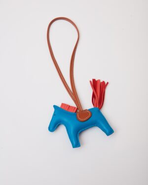 Hermès Grigri Rodeo Horse Bleu Zanzibar/Rose Texas/Gold PM
