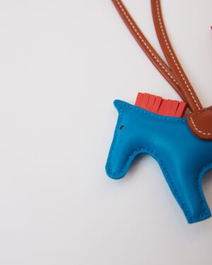 Hermès Grigri Rodeo Horse Bleu Zanzibar/Rose Texas/Gold PM