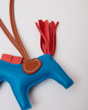 Hermès Grigri Rodeo Horse Bleu Zanzibar/Rose Texas/Gold PM
