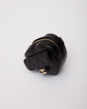 Chanel Heart Zipped Arm Coin Purse Black