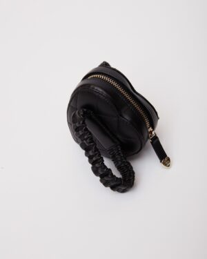 Chanel Heart Zipped Arm Coin Purse Black