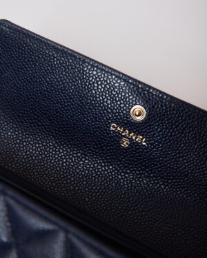 Chanel Boy Long Flap Wallet Blue Caviar GHW