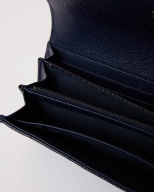 Chanel Boy Long Flap Wallet Blue Caviar GHW