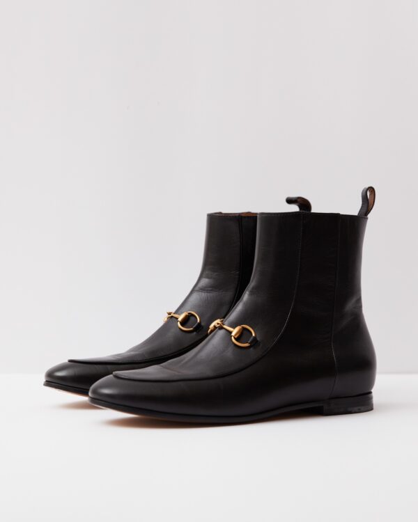 Gucci Malaga Kid Black Horsebit Boots 37