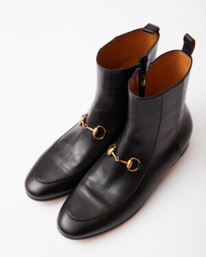 Gucci Malaga Kid Black Horsebit Boots 37