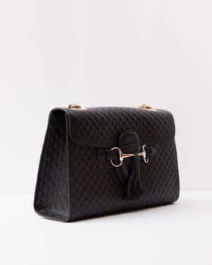 Gucci Emily Guccissima Black Chain Shoulder Bag
