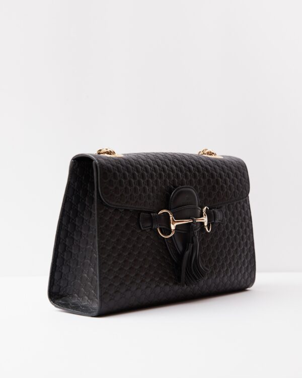 Gucci Emily Guccissima Black Chain Shoulder Bag