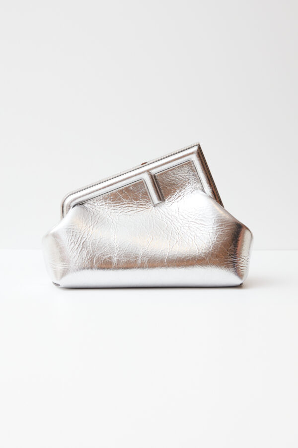 Fendi First Small Silver Laminated Clutch