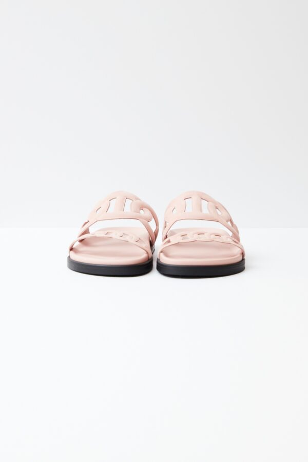 Hermès Extra Rose Opaline Chevre Velours Sandal 38.5