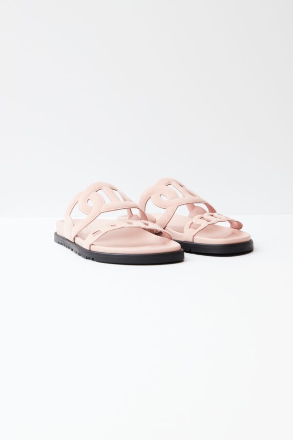 Hermès Extra Rose Opaline Chevre Velours Sandal 38.5