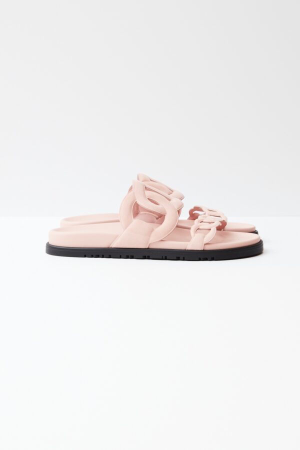 Hermès Extra Rose Opaline Chevre Velours Sandal 38.5