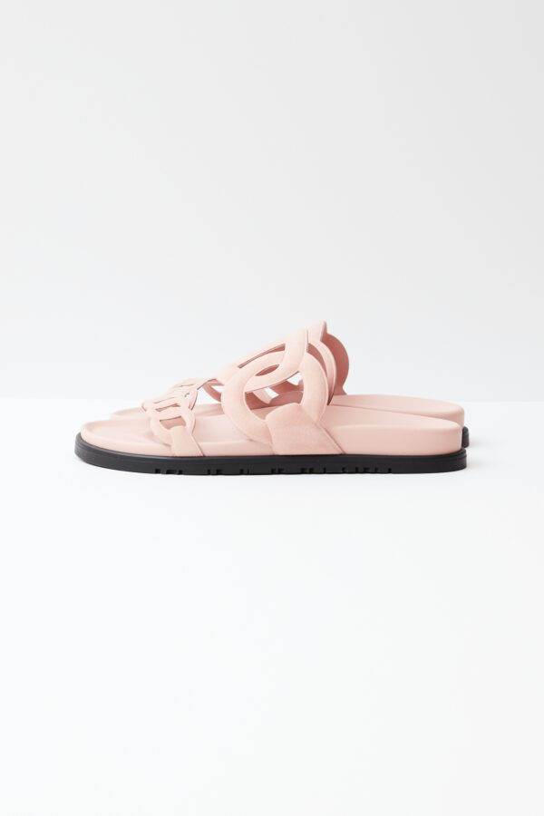 Hermès Extra Rose Opaline Chevre Velours Sandal 38.5