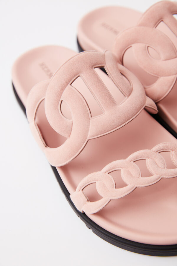 Hermès Extra Rose Opaline Chevre Velours Sandal 38.5