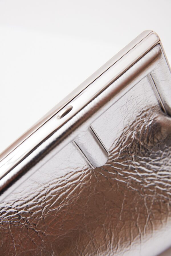 Fendi First Small Silver Laminated Clutch