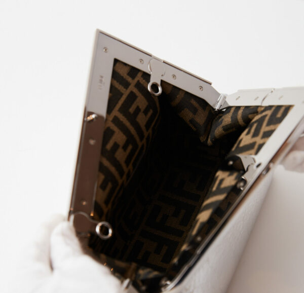 Fendi First Small Silver Laminated Clutch