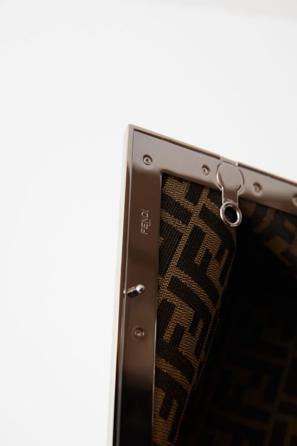 Fendi First Small Silver Laminated Clutch