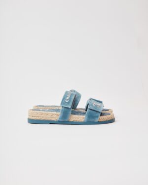 Chanel Velvet Blue Mules 37