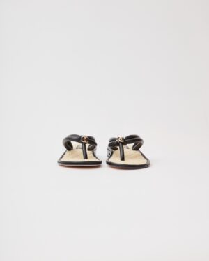 Chanel White Black Tweed Thong Sandals