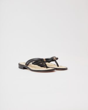 Chanel White Black Tweed Thong Sandals