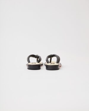 Chanel White Black Tweed Thong Sandals