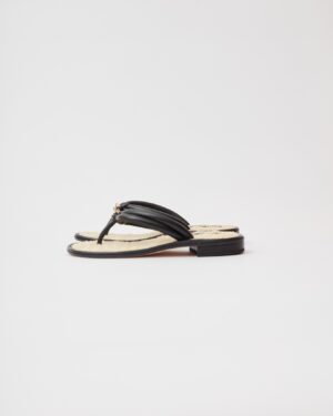 Chanel White Black Tweed Thong Sandals