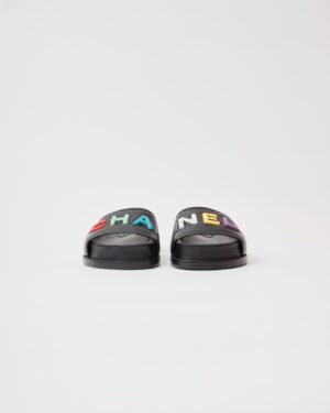 Chanel Black Multicolor Lambskin Mules