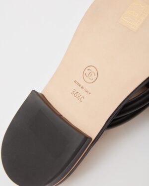 Chanel White Black Tweed Thong Sandals