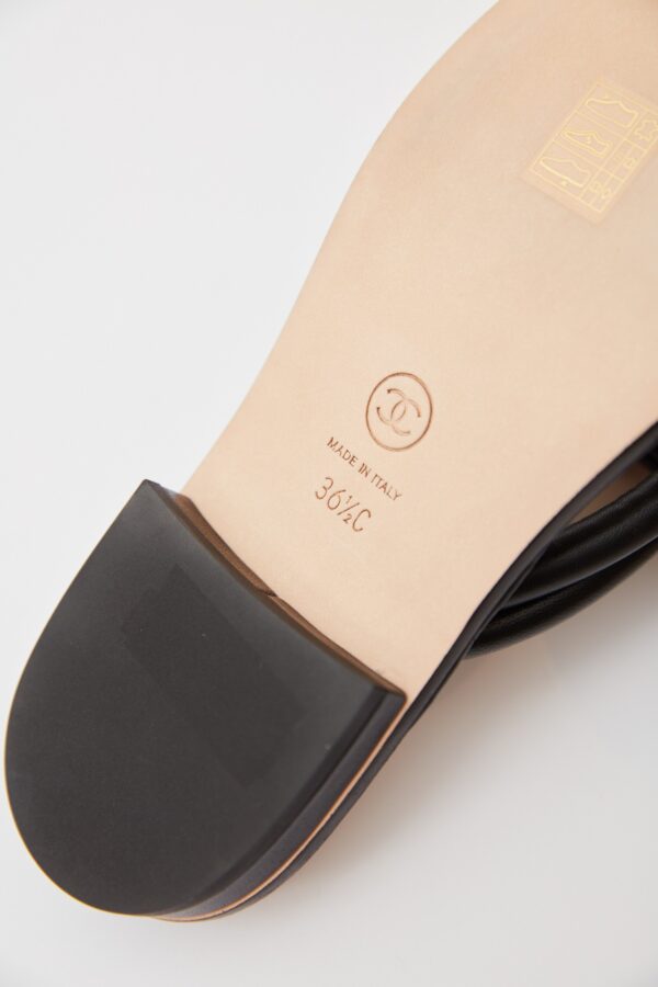 Chanel White Black Tweed Thong Sandals